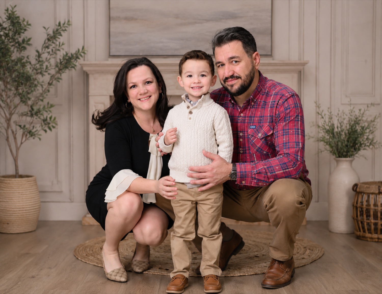 Annie with her husband and their toddler son